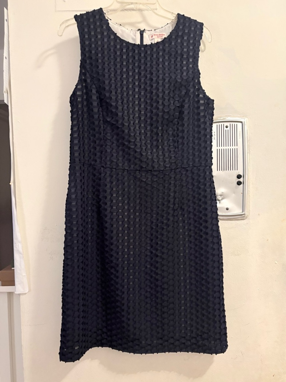 Brooks Brothers Navy Textured Sleeveless Shift Dress